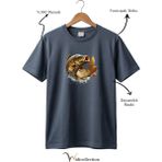 Widi Unisex Balıkçı Sazan Balığı Baskılı %100 Pamuk Bisiklet Yaka Basic Tişört - Antrasit Gri - 3XL