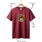 Widi Unisex Balıkçı Sazan Balığı Baskılı %100 Pamuk Bisiklet Yaka Basic Tişört - Bordo - 3XL