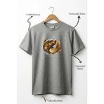 Widi Unisex Balıkçı Sazan Balığı Baskılı %100 Pamuk Bisiklet Yaka Basic Tişört - Gri Melanj - 3XL
