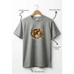 Widi Unisex Balıkçı Sazan Balığı Baskılı %100 Pamuk Bisiklet Yaka Basic Tişört - Gri Melanj - XL