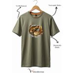 Widi Unisex Balıkçı Sazan Balığı Baskılı %100 Pamuk Bisiklet Yaka Basic Tişört - Haki - 2XL