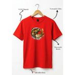 Widi Unisex Balıkçı Sazan Balığı Baskılı %100 Pamuk Bisiklet Yaka Basic Tişört - Kırmızı - 3XL
