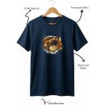 Widi Unisex Balıkçı Sazan Balığı Baskılı %100 Pamuk Bisiklet Yaka Basic Tişört - Lacivert - 3XL