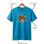 Widi Unisex Balıkçı Sazan Balığı Baskılı %100 Pamuk Bisiklet Yaka Basic Tişört - Turkuaz - 3XL