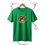 Widi Unisex Balıkçı Sazan Balığı Baskılı %100 Pamuk Bisiklet Yaka Basic Tişört - Yeşil - 3XL