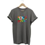 Widi Yaz Love Summer Yazı Baskılı Deniz Sahil Kumsal Desenli %100 Pamuk Regular Fit Bisiklet Yaka T-Shirt - 3XL - Gri