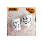 Wifey Hubby Karı Koca Romantik Sevgili Hediye İkili Çift Yön Baskılı Kupa Bardak, QB2M5925