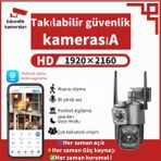 Wifi Iç ve Dış Mekan Güvenlik Kamerası, 6mp, 360 Derece Görüş Açısı, IP66 Suya ve Toza Dayanıklı Koruma - Gümüş