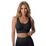 Wiforte Kadın Toparlayıcı Büstiyer Korse Dikişsiz Spor Sütyen Pedli Kalın Askılı Destekleyici Sütyen Göğüs Toparlayıcı Rahat Esnek Günlük Kullanım Fitness Yoga Sporcu Büstiyeri (Siyah, L)