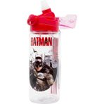 Wiggle 500ML Batman Pipetli Askılı Kilitlenebilir Su Matarası - Şeffaf - Kırmızı