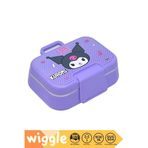 Wiggle Bento 1030ml Lunchbox Kuromi Lisanslı Tek Katlı 2 Bölmeli Paslanmaz Çelik Sefer Tası Yemek Kutu (Mor2)