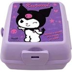 Wiggle Kuromi Temalı 4 Bölmeli Plastik Çocuk Beslenme Kutusu - Yemek Saklama Kabı Kaşık Çatallı (Lila-2)