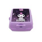 Wiggle Kuromi Temalı Lisanslı 4 Bölmeli Plastik Çocuk Beslenme Kutusu - Yemek Saklama Kabı Kaşık ve Çatallı (Lila-1)