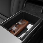 Wigoo 2025 Tesla Model Y/3 Aksesuarlarını Yükseltme - Kol Dayama Konsolu Düzenleyici [Bölümlenmiş Depolama, Kolay Temizlenir] Şarj Bağlantı Noktalı, Model Y (2020-2025) Model 3 (2017-2023) için - Çift
