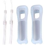 Wii Remote için Bilek Kayışı ile 2 x Silikon Kılıf Kapak (Beyaz)