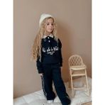 Wikiboom Kız Çocuk 3 Iplik Şardonlu Sweatshirt ve Salaş Eşofman Alt Takım 50391 Lacivert - 5 - 6 Yaş