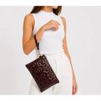 Wikidays.s Moda Trendi Kadın Orta Boy Yıldız Desenli El Çantası - Parlak Dokulu Bilek Askılı Portföy Clutch - Bordo