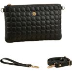 Wikidays.s Moda Trendi Kare Kapitone Desenli Kadın El ve Omuz Çantası Portföy Clutch (Orta Boy) - Siyah