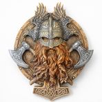 Wild Eric Viking Büst – El Yapımı Viking Duvar Dekoru ve Masaüstü Heykeli | Taş Tozu Döküm İskandinav Temalı Dekoratif Obje | Tanto Bushcraft