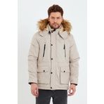 Wild Flower Kışlık Erkek Parka Mont - Kapüşonlu Kalın Kışlık Polar Astarlı Cepli Parka Mont