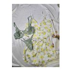 Wild Wake İkili Saten Limon Desenli Şort Pijama Takım+Mint Yeşili Tül Balenli Sütyen Takım Kombini