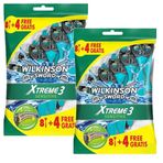 Wilkinson 2 Paket Sword Xtreme 3 Sensitive 8+4 Üç Bıçaklı Kullan At Tıraş Bıçağı