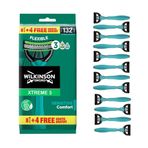 Wilkinson Sword Xtreme 3 Sensitive, 8 + 4 adet tek kullanımlık tıraş makinesi, E vitamini ve aloe vera yağlama bandı, yüz bakımı ve yumuşaklığı için en uygun