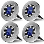 Wilktop Bahçe için solar lamba, solar lamba, bahçe lambası, solar lamba, zemin lambası, soğuk beyaz, 8 LED'li lamba, zemin spotu, LED, dış mekan, bahçe, IP65, 4'lü set halinde