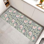 William Morris Vintage Çiçekli Makinede Yıkanabilir 2'x5' Koridor Yolluğu Adaçayı Yeşili/Sarı Zarif Çiçek Tasarım Yumuşak Kaymaz Halı Mutfak Çamaşır Odası Yatak Odası için