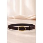 Williampolo Mira Hakiki Süet Deri Gold Toka Siyah Kadın Kemer - 95 cm - Kahverengi