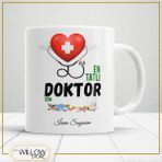 Willow Store En Tatlı Doktor Temalı Porselen Kupa Bardak,hediyelik,yüksek Kalite,meslekler Temalı - 001 - Beyaz - 330 ml