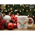 Willow Store Noel Sevimli Geyik 2 Temalı Porselen Kupa Bardak,yılbaşı,merry Christmas,hediyelik - 001 - Beyaz - 330 ml
