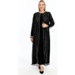 Wilma 2'li Takım Taşlı Abaya - Siyah - 48