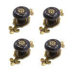 wilsonzin 4 adet seramik tokmak Vintage dolap kapağı kulpları, mobilya topuzları, komodin topuzları, çekmece topuzları, 30 mm vida düğme kolu, mutfak, banyo dolabı için düğmeler (siyah)