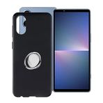WIMSPEED Sony Xperia 5 V (6,1 inç) Kılıf 360 Derece Döndürme Parmak Halkalı Destek Standı, Siyah Yumuşak Silikon [Ultra İnce X Darbeye Dayanıklı] Sony Xperia 5 V için TPU Kılıf