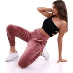 Win Moda Gül Yumoş Eşofman Altı Jogger Yüksek Bel Fransız Kadife
