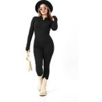 Win Moda Kışlık Uzun Tayt Tulum /Polarlı / Wınter Long Tıghts Jumpsuıt Women - 2XL - Siyah