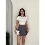 Win Moda Pileli Şort Etek /önden Etek Arkadan Şort / Özel Tasarım Şort Etek 2477 - Koyu Gri - XL