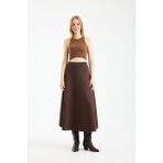 Win Moda Yeni Sezon Uzun Çan Etek Kadın Scuba Dalgıç Kumaş Tesettür Likralı S/xl 3 Renk - Kahve