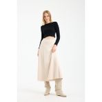 Win Moda Yeni Sezon Uzun Çan Etek Kadın Scuba Dalgıç Kumaş Tesettür Likralı S/xl 3 Renk - Krem
