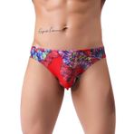 WINDAY Erkek Külotları Buz İpek Üçgen Bikini İç Çamaşırı baskı Nefes Alabilir Külot, 1 paket Kırmızı, X-Large