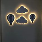 Windly Concept 4’lü Bebek Odası Çocuk Odası Led Bulut Balon Gece Lambası Beyaz