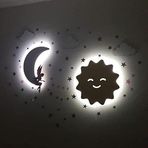 Windly Concept Güneş Ay Tinkerbell Bebek Odası Çocuk Odası Ledli Gece Lambası Beyaz