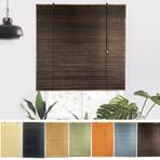 Windows için Bambu Roma Tonları Özel Boyut 150 cm x 260 cm Retro Stil Doğal Ahşap Panjurlar %95 Karartma ve Gizlilik Kahverengi Renk İç Mekan Pencere Dekor Perdeleri