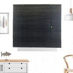 Windows için Özel Bambu Panjurlar% 95 Karartma Anti UV Toz Geçirmez Roma Tonları Dekoratif Perde 160 cm x 220 cm Siyah Renk