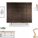 Windows için Özel Bambu Roma Tonları %95 Karartma Anti UV Toz Geçirmez Dekoratif Perde Kahverengi 160 cm x 250 cm