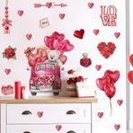 WINDVALE Sevgililer Günü Aşk Duvar Çıkartmaları Kırmızı Kamyon Balon Pencere Yapıştırmaları Duvar Çıkartmaları Gül Pırlanta Yüzük Romantik Çıkartmalar Çıkarılabilir Soyma ve Çubuk Sanat Duvar Resimleri Ev