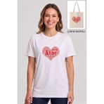 Windy Island Anneler Günü'ne Özel Kadın Bisiklet Yaka "anne" Baskılı %100 Pamuk T-Shirt + Bez Çanta Hediyeli - Beyaz - XXL/REG