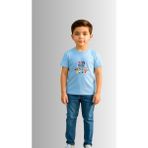 Windy Island Çocuk Unisex Kız/erkek "23 Nisan Baskılı Bisiklet Yaka Kısa Kollu %100 Pamuk T-Shirt - Mavi - 11 - 12 Yaş