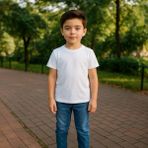 Windy Island Erkek Çocuk Bisiklet Yaka %100 Pamuk Basic Kısa Kollu T-Shirt - Beyaz - 9 - 10 Yaş